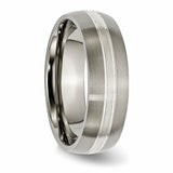 Titanium Grooved 7mm Sterling Silver Inlay Brushed/Polished Band TB138