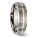Titanium Sterling Silver Inlay 6mm Brushed Band TB139