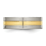 Titanium Yellow IP-plated Grooved 7mm Polished Band TB176