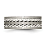 Titanium Sterling Silver Braided Inlay 8mm Brushed and Antiqued Band TB216