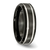 Titanium Black IP-plated Grooved 7mm Band TB232