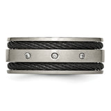 Titanium Black IP-plated Cable and Diamonds 10mm Brushed Band TB265AA