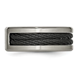 Titanium Black IP-plated Cable and Diamonds Polished/Brushed Band TB266AA