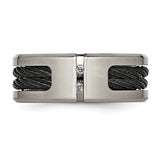 Titanium Black IP-plated Cable and Diamonds Polished/Brushed Band TB266AA