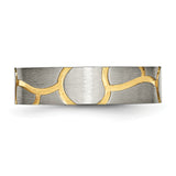 Titanium Grooved Yellow IP-plated Ladies 6mm Brushed Band TB272