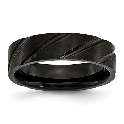 Titanium Swirl Design Black IP-plated 6mm Brushed/Polished Band TB349 - shirin-diamonds