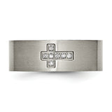 Titanium Brushed 0.07ct. tw. Diamond Cross Flat Band Ring 8 Size