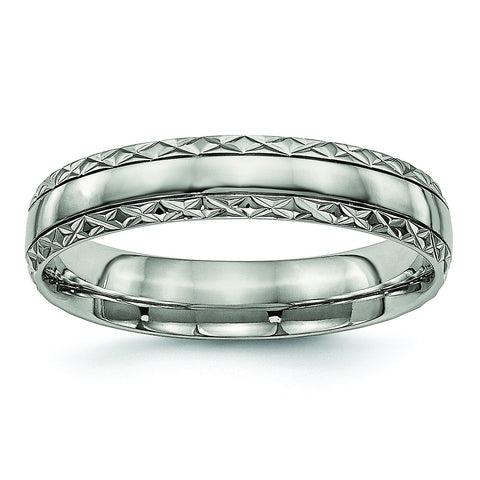 Titanium Polished Grooved Criss Cross Design Ring TB448 - shirin-diamonds