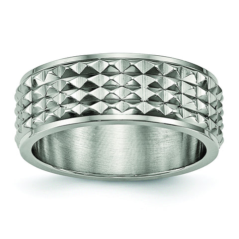 Titanium Polished Studded Ring TB451 - shirin-diamonds