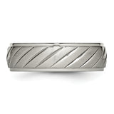 Titanium Brushed and Polished Grooved Ring TB452