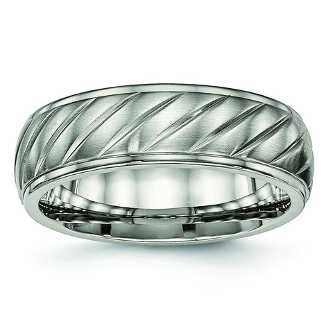 Titanium Brushed and Polished Grooved Ring TB452 - shirin-diamonds