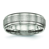 Titanium Brushed and Polished Ridged Edge Ring TB453 - shirin-diamonds