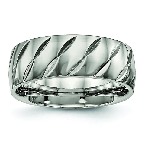 Titanium Polished Diamond Cut Ring TB456 - shirin-diamonds