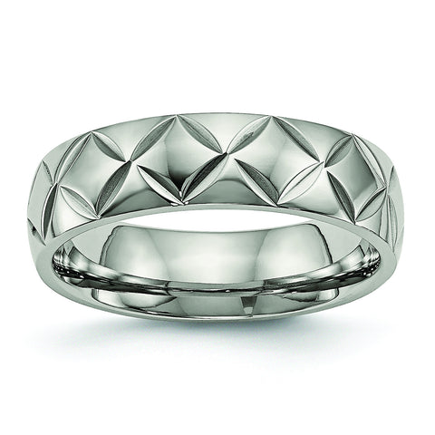 Titanium Polished Diamond Cut Ring TB459 - shirin-diamonds