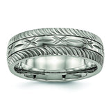 Titanium Polished Diamond Cut Ring TB462 - shirin-diamonds