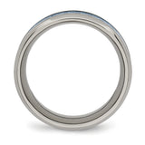 Titanium Polished Blue Carbon Fiber Inlay Ring TB463