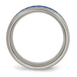 Titanium Polished Blue/White Carbon Fiber Inlay Ring TB465