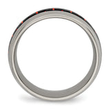 Titanium Polished Black/Red Carbon Fiber Inlay Ring TB466