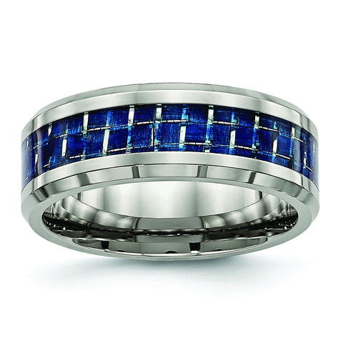 Titanium Polished w/ Blue Carbon Fiber Inlay Band TB479 - shirin-diamonds