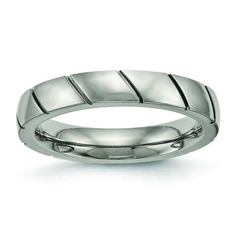 Titanium Polished Grooved Ring TB482 - shirin-diamonds