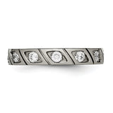 Titanium Polished Grooved CZ Ring TB483