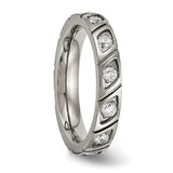 Titanium Polished Grooved CZ Ring TB483