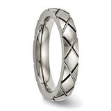 Titanium Polished Criss Cross Grooved Ring TB484