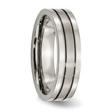 Titanium Grooved 6mm Brushed and Polished Band TB59