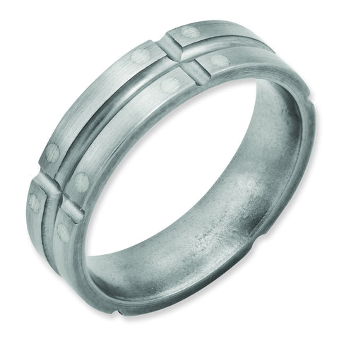 Titanium Grooved Sterling Silver Dots 6mm Brushed and Polished Band TB75 - shirin-diamonds