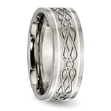 Titanium Sterling Silver Inlay Celtic Knot Flat 8mm Polished Band TB79