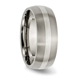 Titanium Sterling Silver Inlay 8mm Brushed Band TB80