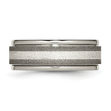 Titanium Polished /Brushed Center Grooved Edge Sterling Inlay Band TB83