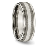 Titanium Polished /Brushed Center Grooved Edge Sterling Inlay Band TB83