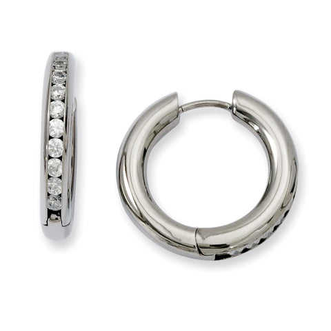 Titanium CZ Hinged Hoop Earrings TBE103 - shirin-diamonds
