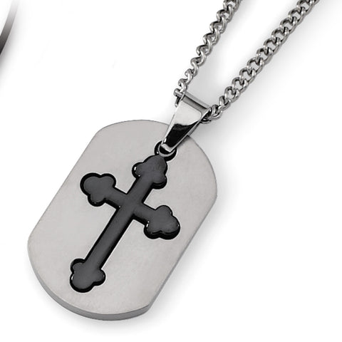 Titanium Black IP-plated Moveable Cross 22in Necklace TBN114 - shirin-diamonds