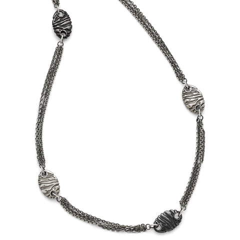 Titanium/Ster.Sil Black Ti Polished Etched Necklace TBN165 - shirin-diamonds