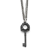 Titanium/Ster.Sil Black Ti Polished Etched Key Necklace TBN169 - shirin-diamonds
