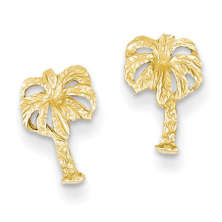 14k Palm Tree Post Earrings TC566 - shirin-diamonds