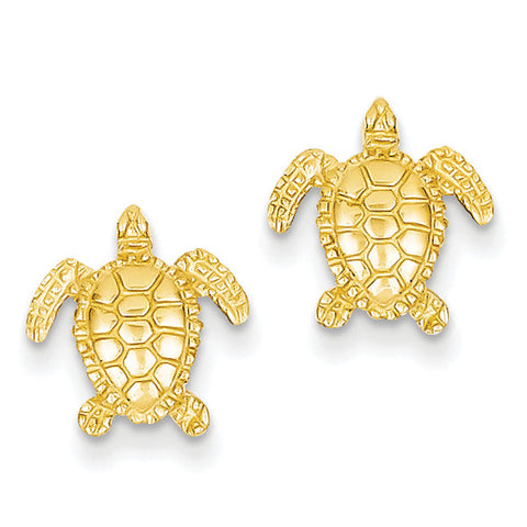 14k Sea Turtle Post Earring TC604 - shirin-diamonds