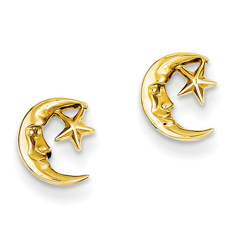 14k Moon and Star Post Earrings TC620 - shirin-diamonds