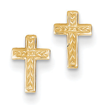 14k Polished Cross Post Earrings TC628 - shirin-diamonds