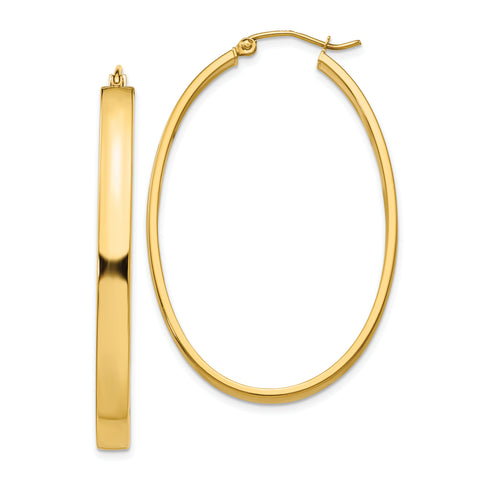 14K Yellow Gold Lightweight Oval Hoop Earrings