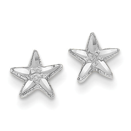 14k White Gold Diamond-cut Starfish Earrings TC749W - shirin-diamonds