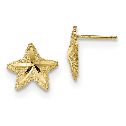 14k Polished Diamond-cut Starfish Post Earrings TC990 - shirin-diamonds