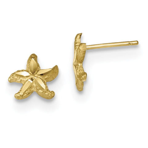 14k Satin Diamond-cut Starfish Post Earrings TC992 - shirin-diamonds