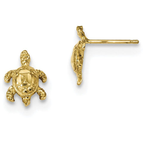 14k Polished Diamond-cut Sea Turtle Post Earrings TC994 - shirin-diamonds