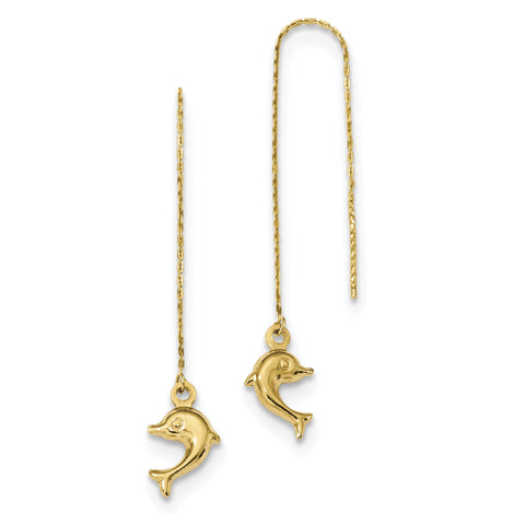 14k Polished Dolphins Threader Earrings TC997 - shirin-diamonds