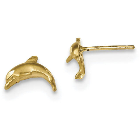 14k Satin Diamond-cut Dolphin Post Earrings TC998 - shirin-diamonds
