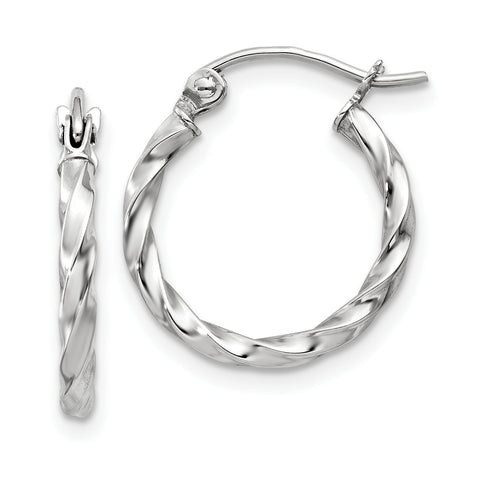 14k WG Twist Polished Hoop Earring TE564 - shirin-diamonds