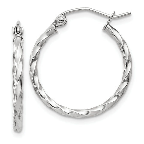 14k WG Twist Polished Hoop Earring TE565 - shirin-diamonds